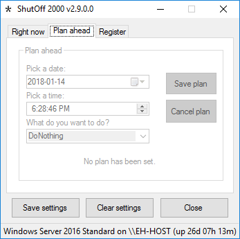 Screen shot of ShutOff 2000 v2.9.0